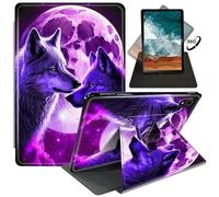 FUYOCWE for iPad Air 13 Inch Case M2 (6th Gen,2024),360 Degree Rotating Cases for iPad Air 13” 2024/iPad Pro 12.9" 2018,Slim Multi-Angle Stand,Auto Sleep/Wake Cover-Purple Wolves Love Under Moon