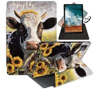 FUYOCWE for iPad Pro 11" 2024 Case,Rotating Cases for iPad Pro 11 inch M4 5th Generation 2024 Model A2836/A2837/A3006,360 Degree Swivel Stand Auto Sleep/Wake Cover-A Cow in The Sunflowers Field
