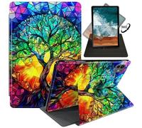 FUYOCWE for iPad Pro 11" 2024 Case,Rotating Cases for iPad Pro 11 inch M4 5th Generation 2024 Model A2836/A2837/A3006,360 Degree Swivel Stand Auto Sleep/Wake Cover-Glass Style Colorful Life Tree