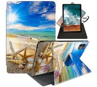 FUYOCWE for iPad Pro 11" 2024 Case,Rotating Cases for iPad Pro 11 inch M4 5th Generation 2024 Model A2836/A2837/A3006,360 Degree Swivel Stand Auto Sleep/Wake Cover-Beautiful Beach Seashells