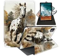 FUYOCWE for iPad Pro 13" 2024 Case,Rotating Cases for iPad Pro 13 inch M4 7th Generation 2024 Model A2925/A2926/A3007,360 Degree Swivel Stand Auto Sleep/Wake Cover-White Horse with Black Spots