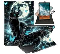 FUYOCWE for iPad Pro 13" 2024 Case,Rotating Cases for iPad Pro 13 inch M4 7th Generation 2024 Model A2925/A2926/A3007,360 Degree Swivel Stand Auto Sleep/Wake Cover-Black Cat Full Moon Blue