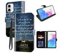 FUYOCWE for iPhone 16 Case Wallet with Card Holder Slot,PU Leather Kickstand RFID Blocking Magnetic Snap Flip Cover for iPhone 16 2024 Release 6.1"-Bible Verse Isaiah 41:10