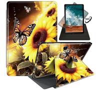 FUYOCWE for Microsoft Surface Pro 8 Tablet Case (13 inch,2021 Released),360 Degree Rotating Slim Stand PU Leather Smart Flip Cover for Microsoft Surface Pro 8 13"-Butterfly Fly on Sunflower
