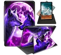 FUYOCWE for Microsoft Surface Pro 9 Tablet Case (13 inch,2022 Released),360 Degree Rotating Slim Stand PU Leather Smart Flip Cover for Microsoft Surface Pro 9 5g 13"-Purple Wolves Love Under Moon