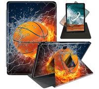 FUYOCWE for Microsoft Surface Pro 9 Tablet Case (13 inch,2022 Released),360 Degree Rotating Slim Stand PU Leather Smart Flip Cover for Microsoft Surface Pro 9 5g 13"-Basketball on Fire Water