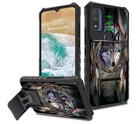 FUYOCWE for Motorola Moto G Pure Case/Moto G Power 2022 Case with Slide Camera Cover,Kickstand+Camera Lens Protector Phone Case for Motorola Moto G Pure 2021 6.5"-Dream Catcher Wolves