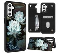 FUYOCWE for Samsung Galaxy A05S Wallet Case with Stand & Card Holder Slot,PU Leather RFID Blocking Dual Magnetic Clasp Cover for Samsung Galaxy A05S 5g 6.7"-White Lotus Flowers Blooming