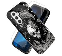 FUYOCWE for Samsung Galaxy A16 5G Phone Case,Goth Skull Black White Art Cover,Compatible w/Magsafe,Screen Protector+Dual Layer Shell,Slim Hybrid Magnetic Soft Inner Hard Case for Galaxy A16 5G