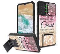 FUYOCWE for Samsung Galaxy S23 Ultra Case with Slide Camera Cover,Heavy Duty Defender Kickstand Camera Lens Protector Phone Case for Samsung Galaxy S23 Ultra 5G 6.8"-I can do all things through christ