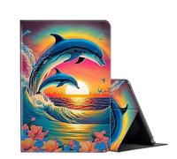 FUYOCWE for Samsung Galaxy Tab A8 Case 10.5 inch 2022 Model SM-X200/X205/X207 Tablet Case,PU Leather Smart Folio Stand Case Cover for Samsung Galaxy Tab A8 2022-Dolphins Jump in The Sunset