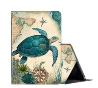 FUYOCWE for Samsung Galaxy Tab E 9.6 Tablet Case (2015 Model SM-T560/T561/T567),Multi-Angle Slim Folio Stand Cover Cases for Samsung Galaxy Tab E/Tab E Nook 9.6-Inch-Green Sea Turtle on a Map