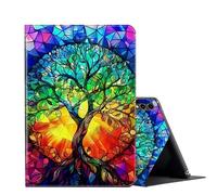 FUYOCWE for Samsung Galaxy Tab S10 Ultra Case & Galaxy S9 Ultra Tablet Case 14.6 inch- Slim Shockproof Shell PU Leather Folio Stand Cover w/Auto Sleep Wake -Glass Style Colorful Life Tree
