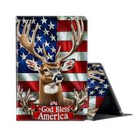 FUYOCWE for Samsung Galaxy Tab S10 Ultra Case & Galaxy S9 Ultra Tablet Case 14.6 inch- Slim Shockproof Shell PU Leather Folio Stand Cover w/Auto Sleep Wake-God Bless America Deer