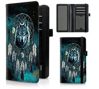FUYOCWE Leather Checkbook Covers for Men Women Check book Holder Cover Wallets for Personal Checkbook Duplicate Checks with RFID Blocking & Elastic Strap-Dram Catcher Wolf, Dram Catcher Wolf, Classic