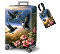 FUYOCWE Luggage Covers for Suitcase TSA Approved,Elastic Washable Suitcase Cover Protector, Luggage Cover Sleeve Wrap for 19-32 Inches Suitcase Travel Accessories, Birds with Flowers, L (for 26"-29