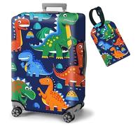 FUYOCWE Luggage Covers for Suitcase TSA Approved,Elastic Washable Suitcase Cover Protector, Luggage Cover Sleeve Wrap for 19-32 Inches Suitcase Travel Accessories, Colorful Dinosaurs Carton, L (for 26