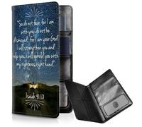 FUYOCWE Passport Wallet,RFID Blocking Passport Holder Case for Travel,PU Leather Passport Book Cover Bi-fold Travel Document 8 Card Holder Wallet for Women Men-Bible Verse Isaiah 41:10, Bible Verse