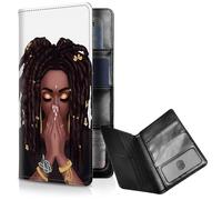 FUYOCWE Passport Wallet,RFID Blocking Passport Holder Case for Travel,PU Leather Passport Book Cover Bi-fold Travel Document 8 Card Holder Wallet for Women Men, Black Girl Pray African Art, Classic