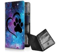 FUYOCWE Passport Wallet,RFID Blocking Passport Holder Case for Travel,PU Leather Passport Book Cover Bi-fold Travel Document 8 Card Holder Wallet for Women Men, Galaxy Dog Pawprint Love, Classic