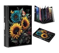FUYOCWE RFID Credit Card Holder,Small Metal Credit Card Case Wallet,Slim Mini Business Card Holder Organizer Hard ID Case Security wallet for Men Women, Sunflower Butterfly