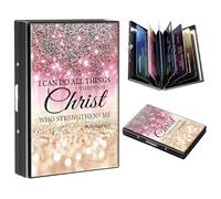FUYOCWE RFID Credit Card Holder,Small Metal Credit Card Case Wallet,Slim Mini Business Card Holder Organizer Hard ID Case Security wallet for Men Women, I can do all things through christ