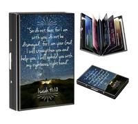 FUYOCWE RFID Credit Card Holder,Small Metal Credit Card Case Wallet,Slim Mini Business Card Holder Organizer Hard ID Case Security wallet for Men Women, Bible Verse Isaiah 41:10