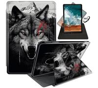 FUYOCWE Rotating Case for Samsung Galaxy Tab A9 8.7 Inch Tablet 2023 Model SM-X110/X115/X117, 360 Degree Swivel Stand Smart Flip Cover Case for Samsung Tab A9 8.7"-Wolf with Mountains