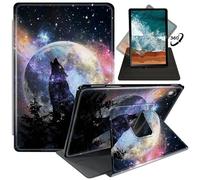 FUYOCWE Rotating Case for Samsung Galaxy Tab A9 8.7 Inch Tablet 2023 Model SM-X110/X115/X117, 360 Degree Swivel Stand Smart Flip Cover Case for Samsung Tab A9 8.7"-Wolf Howl Moon Stars Night