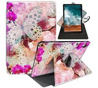 FUYOCWE Rotating Case for Samsung Galaxy Tab A9 8.7 Inch Tablet 2023 Model SM-X110/X115/X117, 360 Degree Swivel Stand Smart Flip Cover Case for Samsung Tab A9 8.7"-Butterfly Orchid Pink Love