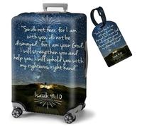 FUYOCWE Suitcase Covers for Luggage Tsa Approved, Washable Elastic Travel Luggage Cover Protector with Baggage Tag, Fits 19-32 inch Suitcase, Bible Verse Isaiah 41:10, L (for 26"-28" Suitcase)