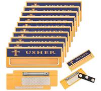 Fuyoooo 10 Pcs Magnetic Usher Badges and Greeter Name Tag for Church 1 x 3 Inch Metal Usher and Greeter Name Tags with Cross and Magnets Reusable for Uniform Clothes Church Gatherings(Classic Style)