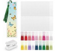 Fuyoooo 101 Pcs DIY Bookmark Making Kit Bookmark Laminating Pouches 5 Mil Hot Laminator Sleeves with Rainbow Tassels and Puncher Fit Most Pouch Laminating Machines Easter Gift(2.36 x 7.87 Inch)