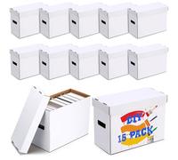 Fuyoooo 15 Pack White Comic Book Storage Boxes, Holds 150-175 Comics, Stackable Comic Short Bin Organizer Cardboard Box for Collapsible Magazine Book Collecting Supplies (15.4 x 7.5 x 11.4 Inch)