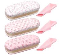 Fuyoooo 3 Pack Pink Bow Hard Shell Glasses Case with Cleaning Cloth Coquettish PU Leather box for Sunglasses Eye Glasses, Pink, 6.5 x 2.56 x 1.5 inches
