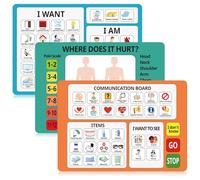 Fuyoooo 3 Pcs Communication Boards for Non Verbal Adults 11.81 x 8.27 Inches Colorful Picture Symbol Communication Cards Speech Therapy Tools for Autism Aphasia Stroke Patients Hospital Care Home Use