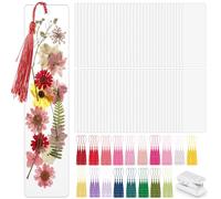 Fuyoooo 301 Pcs DIY Bookmark Making Kit 150 Bookmark Laminating Pouches 5 Mil Hot Laminator Sleeves with 150 Rainbow Tassels and Puncher Fit Most Pouch Laminating Machines(2.36 x 8.5 Inches)