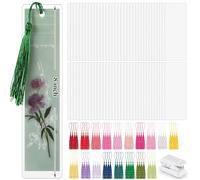 Fuyoooo 301 Pcs DIY Bookmark Making Kit 150 Bookmark Laminating Pouches 5 Mil Hot Laminator Sleeves with 150 Rainbow Tassels and Puncher Fit Most Pouch Laminating Machines(2.36 x 8.5 Inches)
