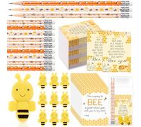 Fuyoooo 36 Sets Back to School Gift for Students Bee Notebook Inspirational Notepads Pencils Mini Erasers Greeting Cards First Day of School Gifts for Kids Bee Themed Party Favors Classroom (Cute)