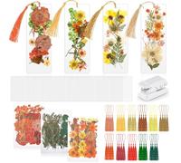 Fuyoooo 376 Pcs DIY Bookmark Making Kit, 150 Bookmark Laminating Pouches Bulk with 150 Tassels and Puncher DIY Projects Party Favor Gift for Reading Women Book Lovers(2 x 6 Inch,Orange Yellow Color)