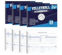 Fuyoooo 4 Pcs Volleyball Scorebook 28 Match Spiral Sport Stats Keeping Book with Season Totals and Team Roster Sheet Volleyball Score Record Book for Coaches High School Youth Adult Supply (Modern)