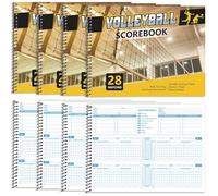 Fuyoooo 4 Pieces Volleyball Scorebook 28 Match Spiral Sport Stats Keeping Book with Season Totals and Team Roster Sheet Volleyball competition Score Record Book for Coaches Youth Adult training Supply