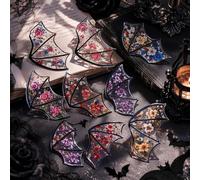 Fuyoooo 48 Pcs Clear Gothic Bookmark Floral Flower Patterned Bat Dragon Bookmarks Goth Gothic Dark Academia PVC Vintage Flower Book Markers Halloween Book Lover Reader Gift
