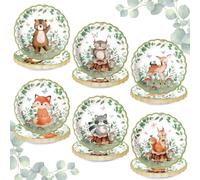 Fuyoooo 60 Pcs Jungle Safari Baby Shower Plates Paper Boys Girls Woodland Animals Birthday Party Decorations 7 Inch Disposable Zoo Animal Dinnerware Plates for Wedding Jungle Theme Baby Shower Party