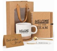 Fuyoooo 7 Pcs Employee Appreciation Gift Set Welcome to the Team Coffee Mug with Spoon, Inspirational Notebooks with Motivational Pens Card Kraft Bags Thank You Gifts Set for Coworkers Team Staff