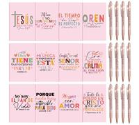 Fuyoooo 72 Pieces Regalos Cristianos En Español Regalos Para El Día Del Padre Spanish Father Day Gift Religious Notebooks and Pen with Bag Christian Gift for Women Men Church (Pink Style)
