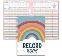 Fuyoooo Teacher Record Book, 8 x 11 inch, Rainbow, Spiral Bound, 68 Pages, Boho Design, Class Gradebook, Office Supplies