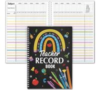 Fuyoooo Teacher Record Book Teacher Grade Books 2026-2027 Spiral Bound Record Planner 2026 Class Grade Book Office Favors for Classroom Attendance Decoration Double Sided(Black, Chalkboard)