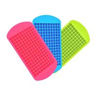 FUYTERY Mini Ice Cube Trays 160 Grids Silicone Cube Kitchen Refrigerator Mold (Pink+Green+Blue)
