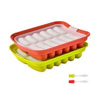 FUYTERY Silicone Sausage Mold Non-Stick Baby Complementary Food Box Kitchen Tools (with Brush) (Red+Green)